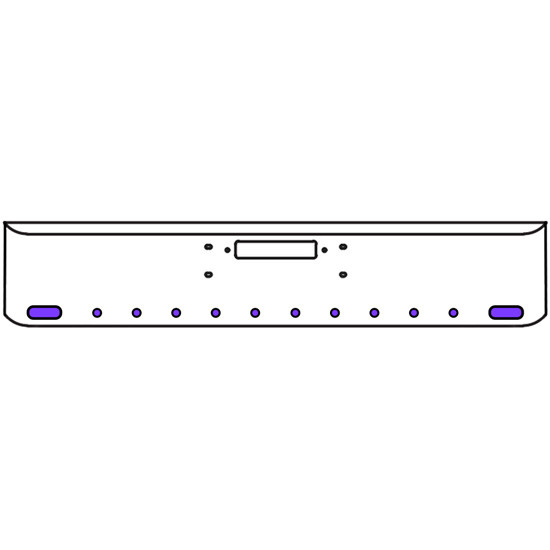 18 Inch Chrome Texas Rolled End Bumper Kit With Center Tow Hole And 2 Oval-10 Round 2 Inch Amber-Purple Dual Revolution Lights For Western Star Constellation, Heritage