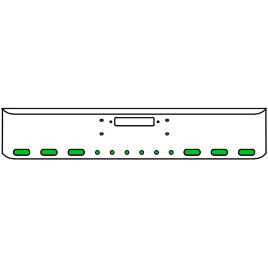 18 Inch Chrome Texas Rolled End Bumper Kit With Center Tow Hole And 6 Oval-6 Round 2 Inch Amber-Green Dual Revolution Lights With Visors For Western Star Constellation, Heritage