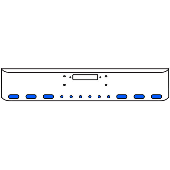 22 Inch Chrome Texas Rolled End Bumper Kit With Center Tow Hole And 6 Oval-6 Round 2 Inch Amber-Blue Dual Revolution Lights With Visors For Western Star Constellation, Heritage