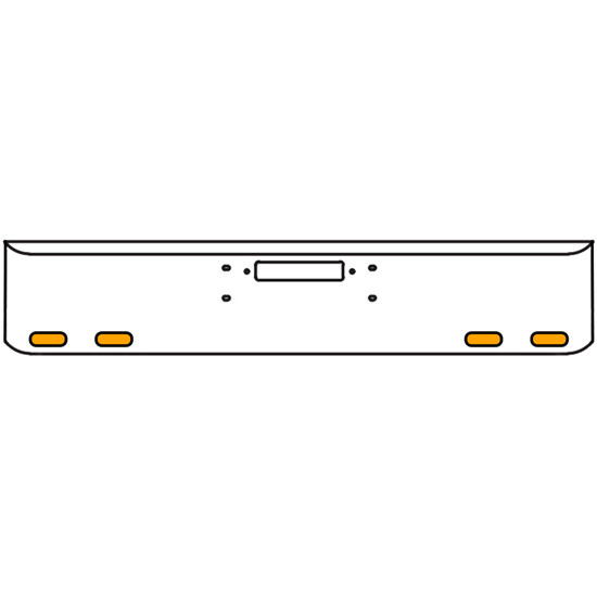 22 Inch Chrome Texas Rolled End Bumper Kit With Center Tow Hole And 4 Oval Amber-Clear Mirage Lights With Visors For Western Star Constellation, Heritage