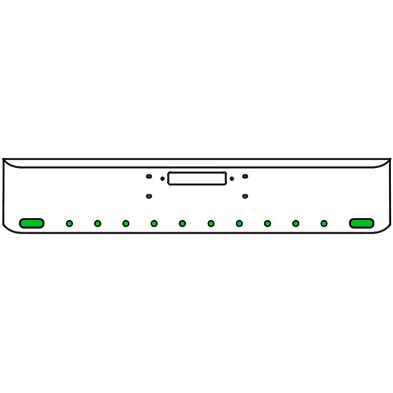 22 Inch Chrome Texas Rolled End Bumper Kit With Center Tow Hole And 2 Oval-10 Round 2 Inch Amber-Green Dual Revolution Lights With Visors For Western Star Constellation, Heritage