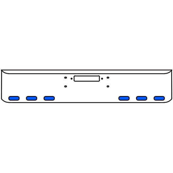 22 Inch Chrome Texas Rolled End Bumper Kit With Center Tow Hole And 6 Oval Amber-Blue Dual Revolution Lights For Western Star Constellation, Heritage