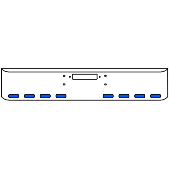 22 Inch Chrome Texas Rolled End Bumper Kit With Center Tow Hole And 8 Oval Amber-Blue Dual Revolution Lights For Western Star Constellation, Heritage