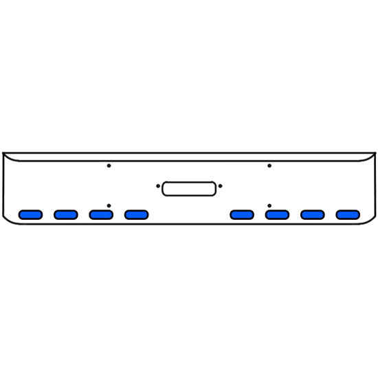 18 Inch Chrome Texas Rolled End Bumper Kit With Center Tow Hole And 8 Oval Amber-Blue Dual Revolution Lights With Visors For Western Star 4900Sf 2008 - Current