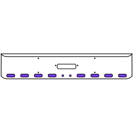 18 Inch Chrome Texas Rolled End Bumper Kit With Center Tow Hole And 8 Oval-2 Round 2 Inch Amber-Purple Dual Revolution Lights With Visors For Western Star 4900Sf 2008 - Current