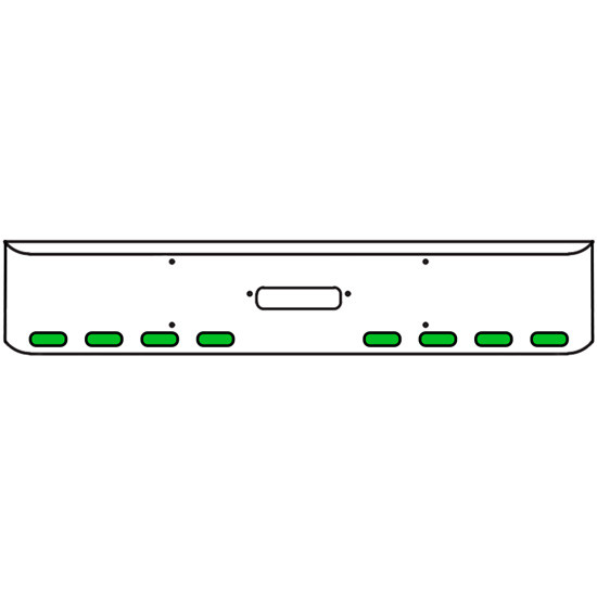 18 Inch Chrome Texas Rolled End Bumper Kit With Center Tow Hole And 8 Oval Amber-Green Dual Revolution Lights With Visors For Western Star 4900Sf 2008 - Current