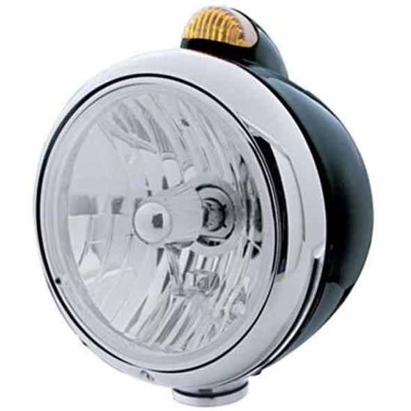 Black Guide 682-C Headlight W/ H4 Halogen Bulb, 5 Diode Amber LED Dual Function Top Mount Light