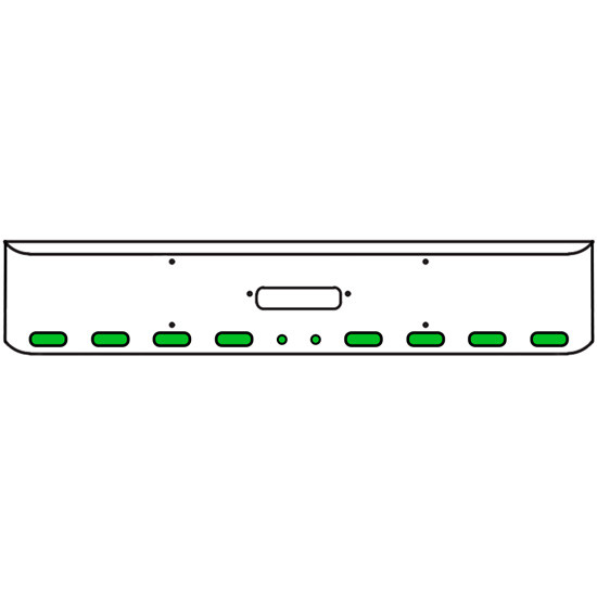 22 Inch Chrome Texas Rolled End Bumper Kit With Center Tow Hole And 8 Oval-2 Round 2 Inch Amber-Green Dual Revolution Lights With Visors For Western Star 4900Sf 2008 - Current