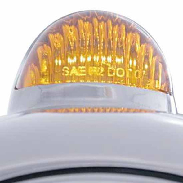 Chrome Guide 682-C Headlight W/ H6024 Halogen Bulb, 5 Diode Amber LED Dual Function Top Mount Light