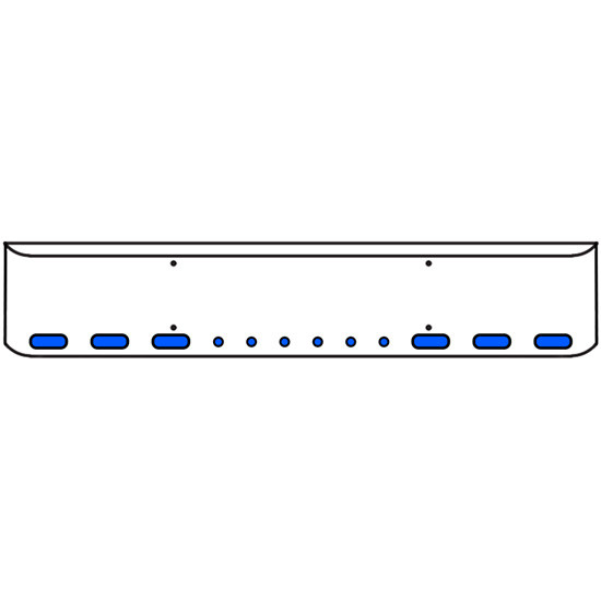20 Inch Chrome Texas Rolled End Bumper Kit With Mount Holes And 6 Oval-6 Rnd 2 Inch Amber-Blue Dual Revolution Lights For Western Star 4700 Sf 2013 - Current