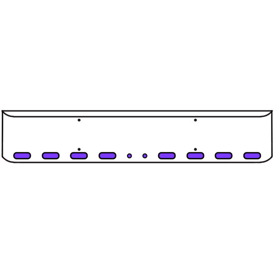 20 Inch Chrome Texas Rolled End Bumper Kit With Mount Holes And 8 Oval-2 Rnd 2 Inch Amber-Purple Dual Revolution Lights With Visors For Western Star 4700 Sf 2013 - Current