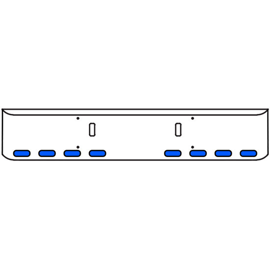 22 Inch Chrome Texas Rolled End Bumper Kit With Tow Holes And 8 Oval Amber-Blue Dual Revolution Lights With Visors For Western Star 4700Sf 2013 - Current