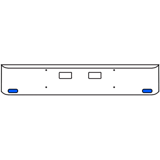 18 Inch Chrome Texas Rolled End Bumper Kit With Step Holes And 2 Oval Amber-Blue Dual Revolution Lights With Visors For Western Star 4700Sf 2013 - Current
