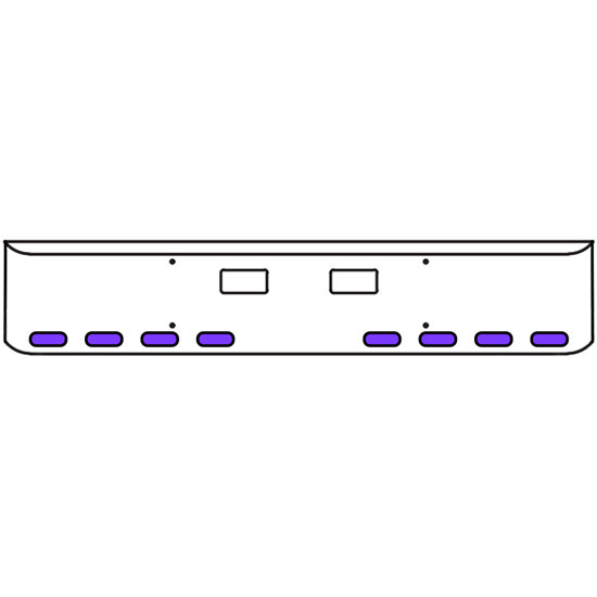 18 Inch Chrome Texas Rolled End Bumper Kit With Step Holes And 8 Oval Amber-Purple Dual Revolution Lights With Visors For Western Star 4700Sf 2013 - Current