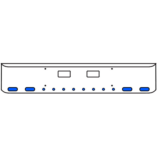 20 Inch Chrome Texas Rolled End Bumper Kit With Step Holes And 4 Oval-8 Rnd 2 Inch Amber-Blue Dual Revolution Lights For Western Star 4700 Sf 2013 - Current