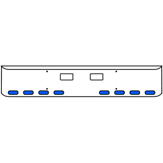 20 Inch Chrome Texas Rolled End Bumper Kit With Step Holes And 8 Oval Amber-Blue Dual Revolution Lights For Western Star 4700 Sf 2013 - Current