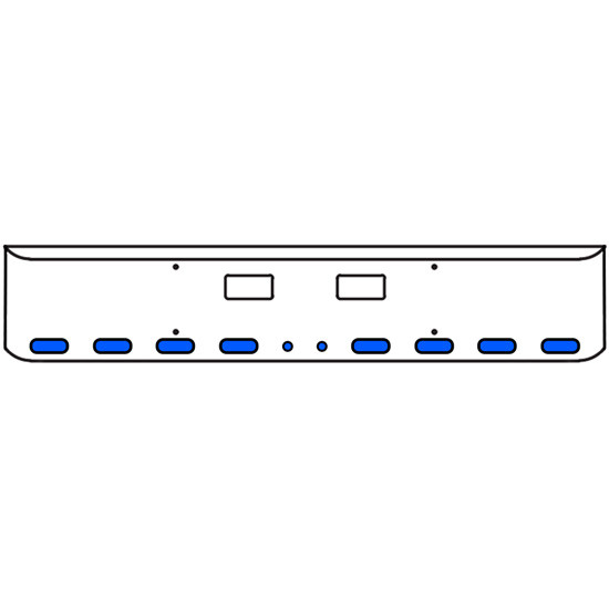 20 Inch Chrome Texas Rolled End Bumper Kit With Step Holes And 8 Oval-2 Rnd 2 Inch Amber-Blue Dual Revolution Lights For Western Star 4700 Sf 2013 - Current