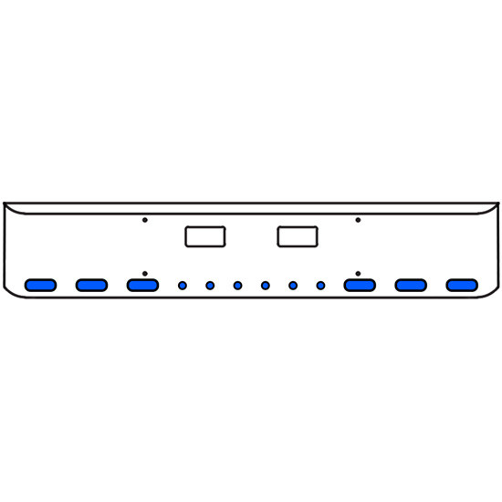 20 Inch Chrome Texas Rolled End Bumper Kit With Step Holes And 6 Oval-6 Rnd 2 Inch Amber-Blue Dual Revolution Lights With Visors For Western Star 4700 Sf 2013 - Current