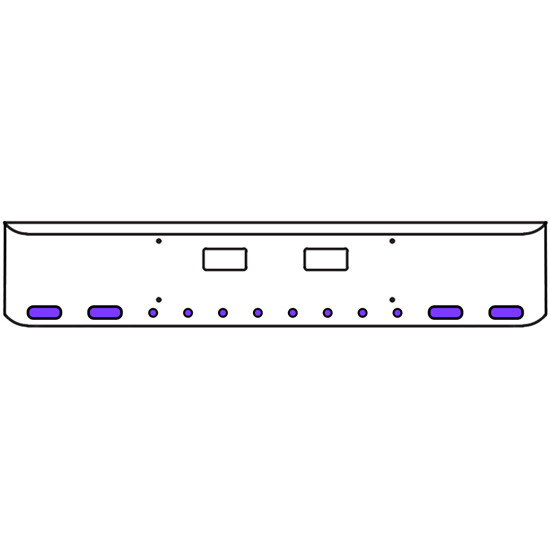 22 Inch Chrome Texas Rolled End Bumper Kit With Step Holes And 4 Oval-8 Round 2 Inch Amber-Purple Dual Revolution Lights For Western Star 4700Sf 2013 - Current