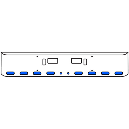 20 Inch Chrome Texas Rolled End Bumper Kit With Step And Tow Holes And 8 Oval-2 Rnd 2 Inch Amber-Blue Dual Revolution Lights For Western Star 4700 Sf 2013 - Current