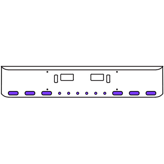 20 Inch Chrome Texas Rolled End Bumper Kit With Step And Tow Holes And 6 Oval-6 Rnd 2 Inch Amber-Purple Dual Revolution Lights For Western Star 4700 Sf 2013 - Current