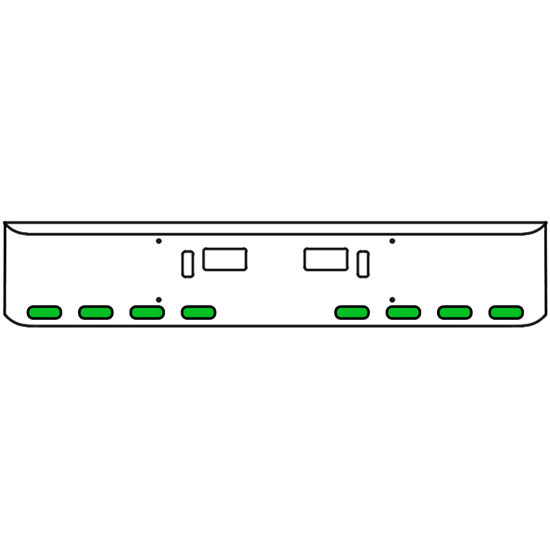 20 Inch Chrome Texas Rolled End Bumper Kit With Step And Tow Holes And 8 Oval Amber-Green Dual Revolution Lights For Western Star 4700 Sf 2013 - Current