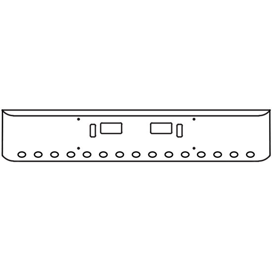 22 Inch Chrome Steel Texas Square Bumper With Mounting, Standard Step And Tow/Hitch Holes 15 M3 Or P3 Light Holes For Western Star 4700Sf 2013 And Newer