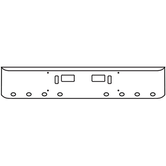 22 Inch Chrome Steel Texas Square Bumper With Mounting, Standard Step And Tow/Hitch Holes 8 M3 Or P3 Light Holes For Western Star 4700Sf 2013 And Newer