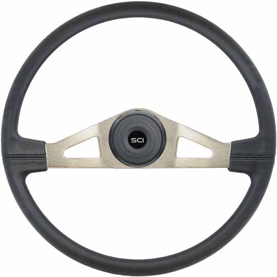 20 Inch Nickel 2 Spoke Black Poly Thunderbolt Steering Wheel Kit With Black Horn Button