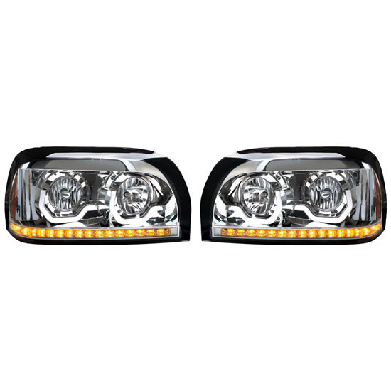 Projection Headlight With Dual Function Led Light Bar For Freightliner Century