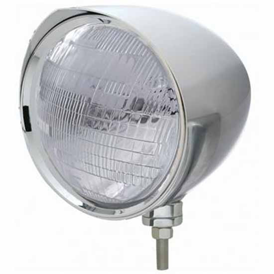 7 Inch Chrome Billet Style Chopper Halogen Headlight With Seal Beam