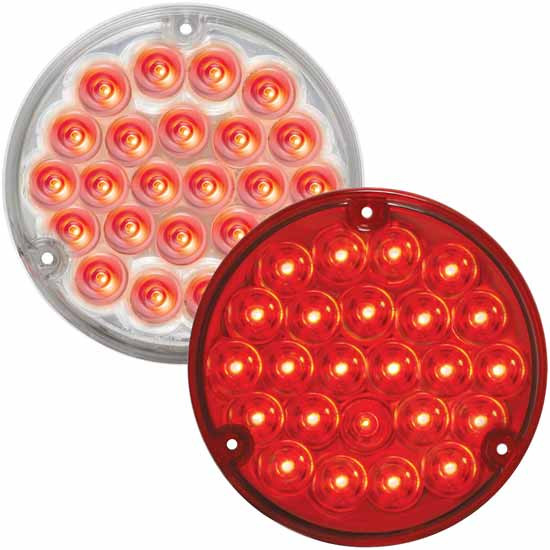 4 Inch Rnd 24 Diode Red Led Stop, Turn And Tail Light With Chrome Housing
