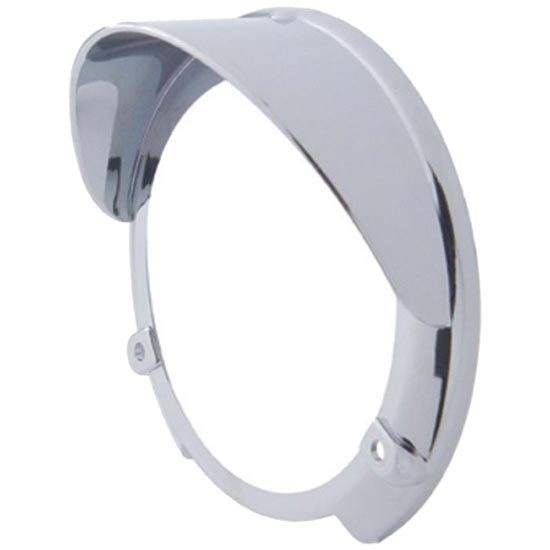 Chrome Plastic Round Turn Signal Light Bezel With Visor Option