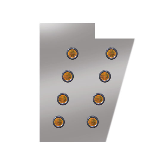 2 Inch Wide Cowl Panel With 8 - Round Amber Led Lights For Peterbilt 378, 379 - Pair