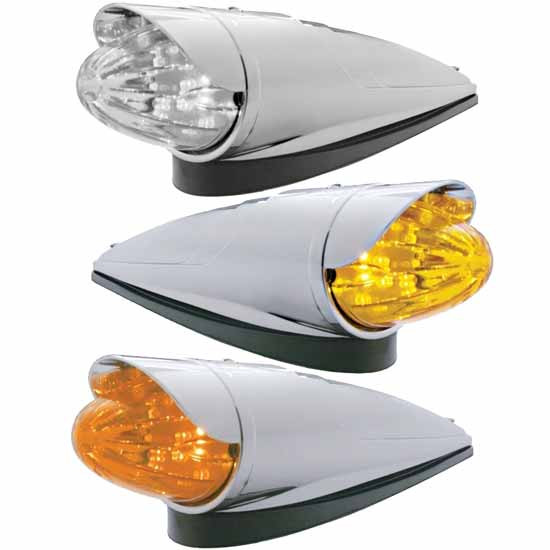 Chrome Grakon 1000 Style 19 Diode Amber Led Cab Light With Visor