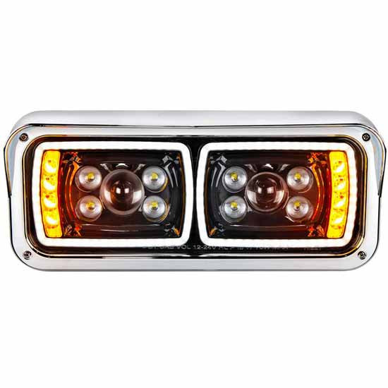 6 Inch 4 X High Power Led Blackout Projection Headlight With Led Turn Signal, Position Light Bar