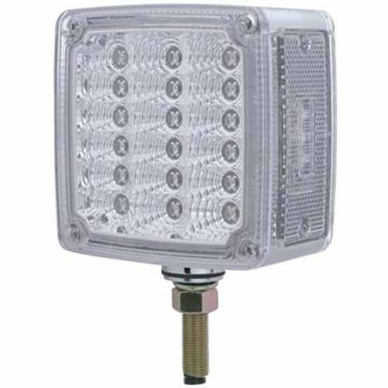 36 Diode Double Face Led Single Post Turn Signal With Amber Led Front, Red Led Rear, Clear Lens