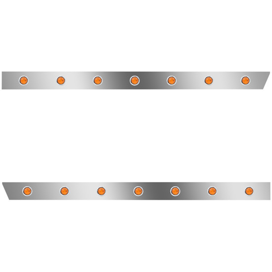3 Inch Stainless Standard Cab Panels With 14 - 3/4 Inch Amber Leds For Peterbilt 389 131 Bbc 2018 +