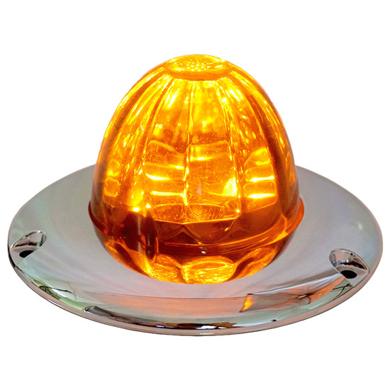 Legendary 3-1/2 Glass Watermelon Amber-Amber 3 Wire Dual Function Chrome Flat Bezel Led Lights