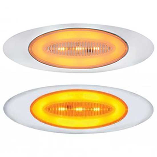 Medium Led Oval Glo Light, M1 Style With Chrome Plastic Bezel