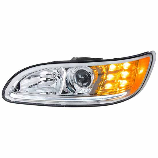 Projection Headlight With Led Position Light And Led Turn Signal For Peterbilt 382, 384, 386, 387