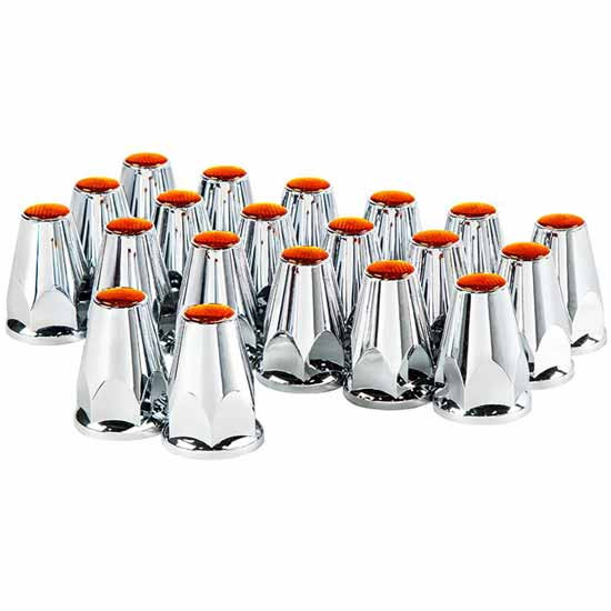 75 Inch 33Mm X 2. Chrome Push-On Nut Covers With Reflectors - 20 Pack