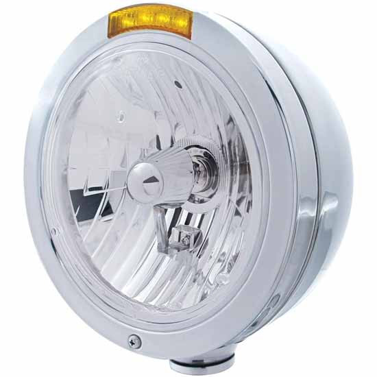 Stainless Steel Bullet Classic Headlight With Crystal Lens For Peterbilt 359, 378, 379, 388, 389