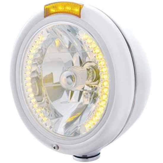 Stainless Steel Classic H4 Headlight With 34 Amber Led And Signal Light