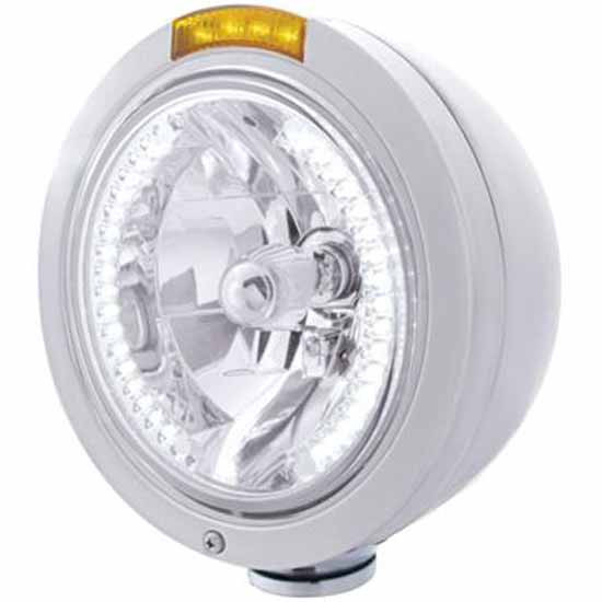 Stainless Steel Bullet Classic H4 Headlight With White Led And Signal