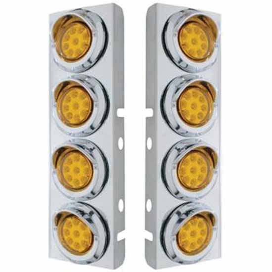 2 Inch Stainless Steel Front Air Cleaner Bracket With 8X 9 Led Reflector Lights For Peterbilt 378, 379