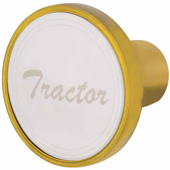 Aluminum Tractor Screw On Air Valve Knob W/ Stainless Plaque - Electric Yellow