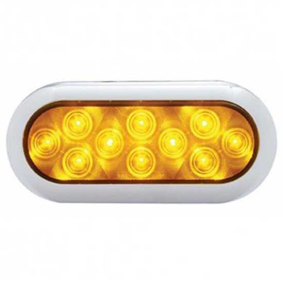 6 Inch 10 Led Oval Flange Mount Turn Signal Light With Bezel