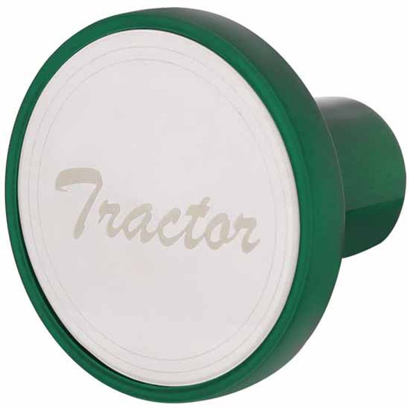 Aluminum Tractor Screw On Air Valve Knob W/ Stainless Plaque - Emerald Green