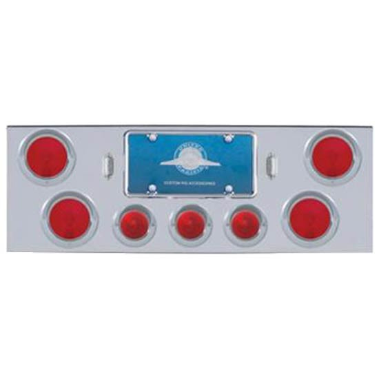 34 Inch Chrome Rear Center Panel With Four 4 Inch Lights And Three 2 1/2 Inch Beehive Lights